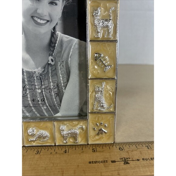 Green Tree Gallery Vintage 4”X6” Frame Animals Pets Yellow Swirl Cat Vintage - Picture 9 of 12